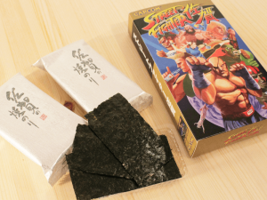 nori (dried seaweed) from Saga is also getting a Street Fighter makeover, packaged in a box resembling the iconic Street Fighter II cartridge