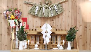 a small shrine which is in each house in Japan called "Kamidana"