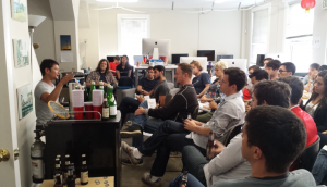 Sako teaching a course on sake brewing